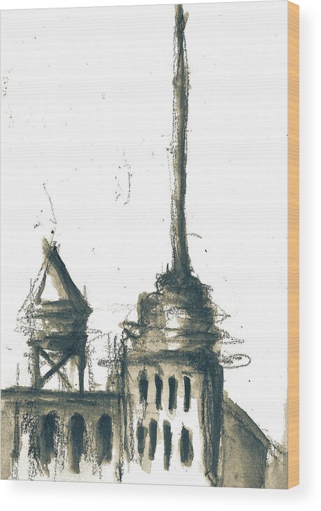 City Wood Print featuring the mixed media Water Tower 2 by Jason Nicholas