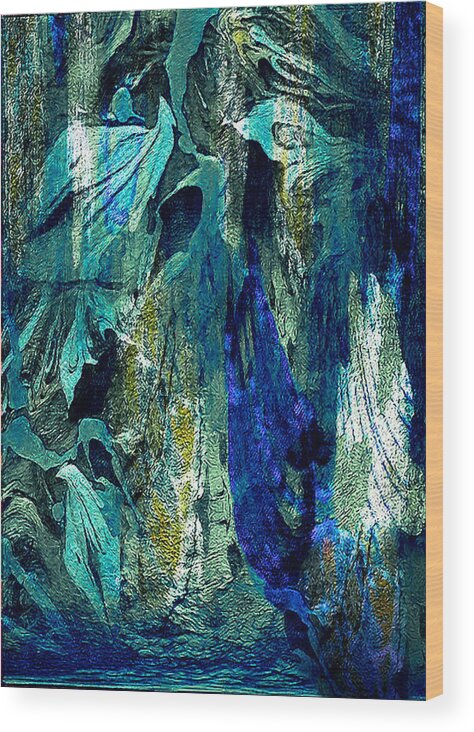 Abstract Wood Print featuring the digital art Waterfall Cascade Abstract by Silver Pixie