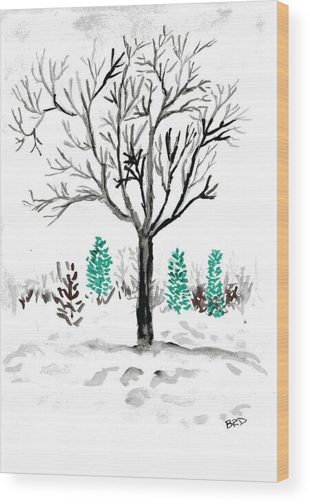 Winter Wood Print featuring the painting Winter Tree by Branwen Drew