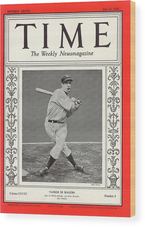 Yankees Wood Print featuring the photograph Yankee Di Maggio - Joe DiMaggio 1936 by Wide World