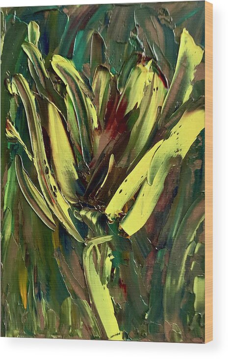 Flower Wood Print featuring the painting Yellow flower 1 by Teresa Moerer