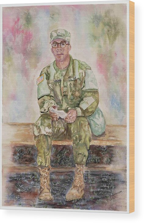 Soldier Wood Print featuring the painting You've Got This by Barbara F Johnson