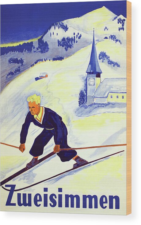 Zweisimmen Wood Print featuring the digital art Zweisimmen Ski Track by Long Shot