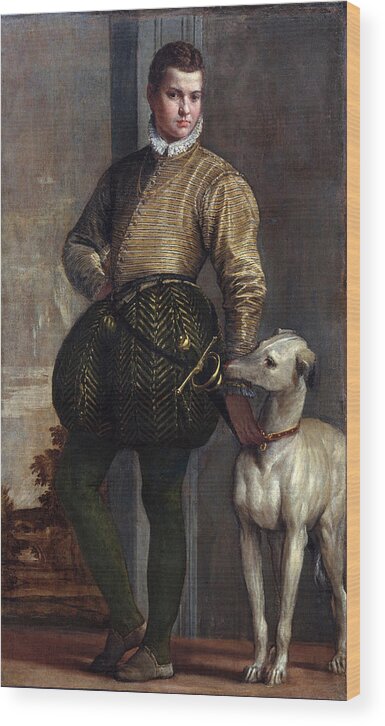 Paolo Veronese Wood Print featuring the painting Boy with a Greyhound by Paolo Veronese