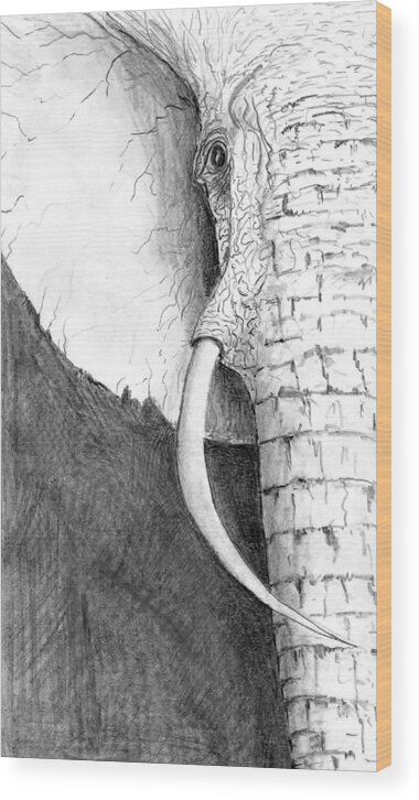 Elephant Wood Print featuring the painting Elephant Study #1 by Steven Schultz