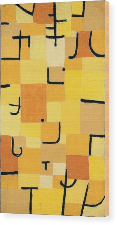 Paul Klee Wood Print featuring the painting Signs In Yellow #5 by Paul Klee