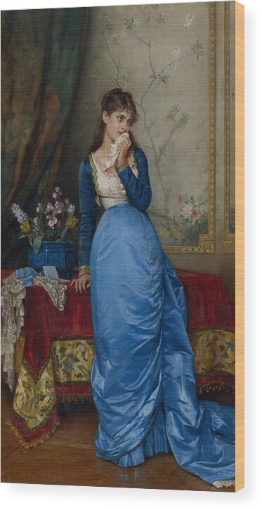 Auguste Toulmouche (1829-1890) The Letter Wood Print featuring the digital art The Letter #2 by MotionAge Designs