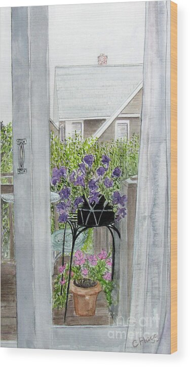Nantucket Wood Print featuring the painting Nantucket Room View #2 by Carol Flagg