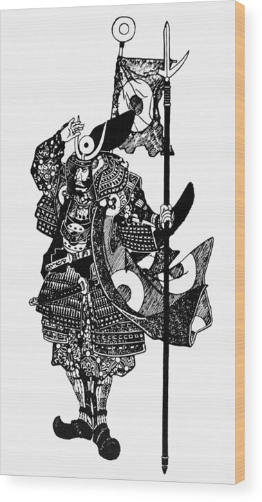 1597 Wood Print featuring the painting Soldier Samurai #2 by Granger