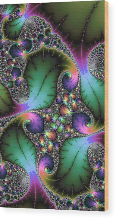 Fractal Wood Print featuring the digital art Abstract fractal art with jewel colors by Matthias Hauser