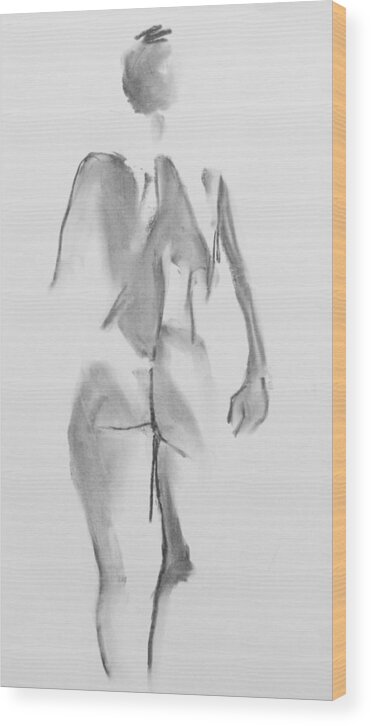 Nude Wood Print featuring the drawing Back Rygg by Marica Ohlsson
