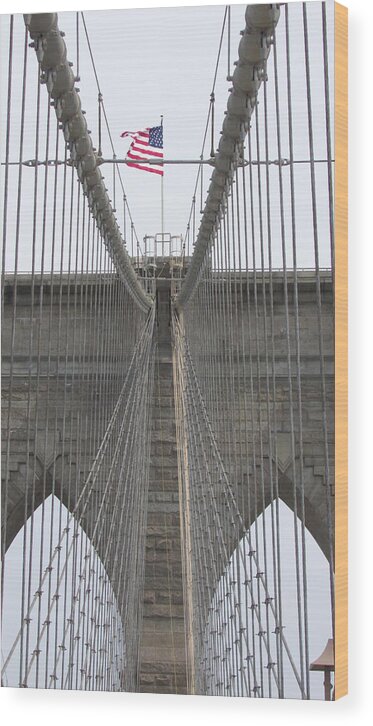 Brooklyn Bridge Wood Print featuring the photograph Brooklyn Bridge wires by Jewels Hamrick