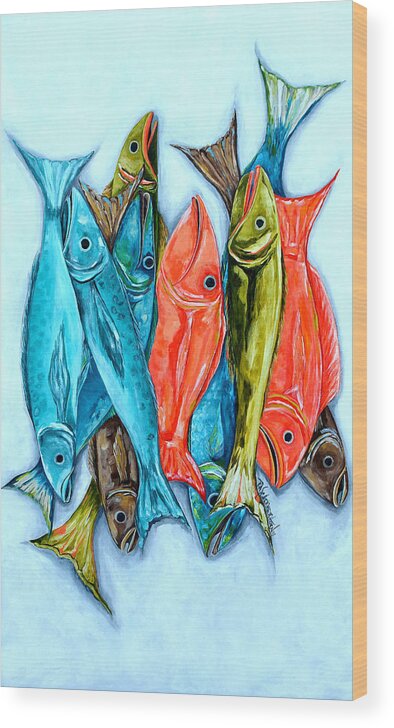 Fish Wood Print featuring the painting Catch Of The Day by Patti Schermerhorn