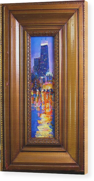 Chicago Wood Print featuring the painting Chicago by Les Leffingwell