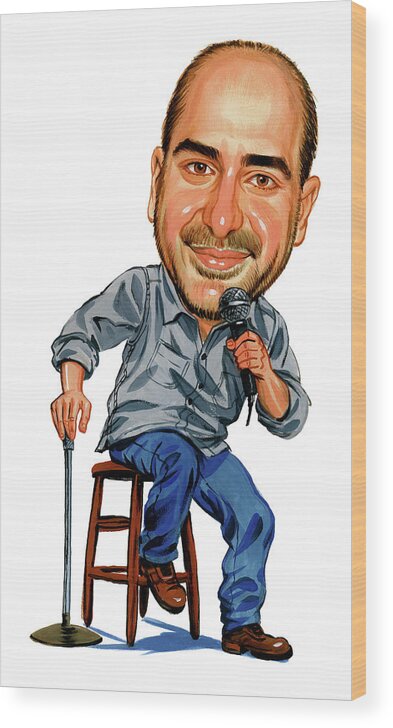Dave Attell Wood Print featuring the painting Dave Attell by Art 