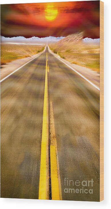 Desert Road Wood Print featuring the photograph Endless Road by Chuck Spang
