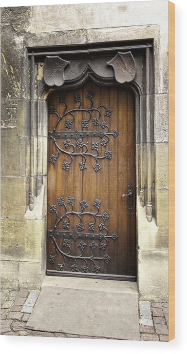 European Church Door Wood Print featuring the photograph European Church Door by James Bethanis