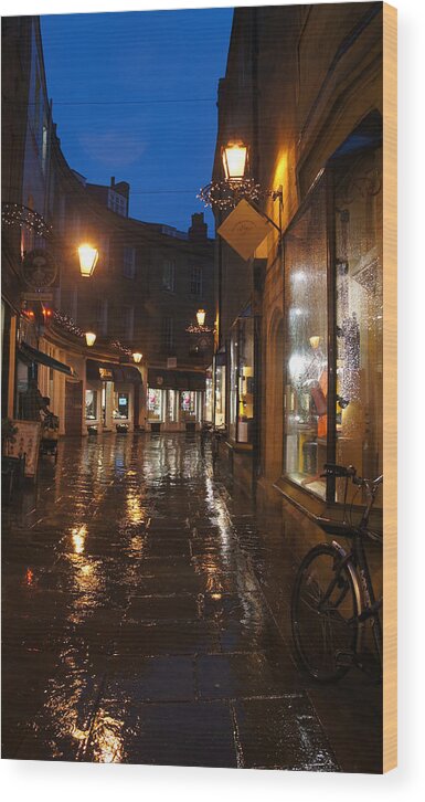 Night Street Of Cambridge Wood Print featuring the photograph Evening after the rain by Elena Perelman