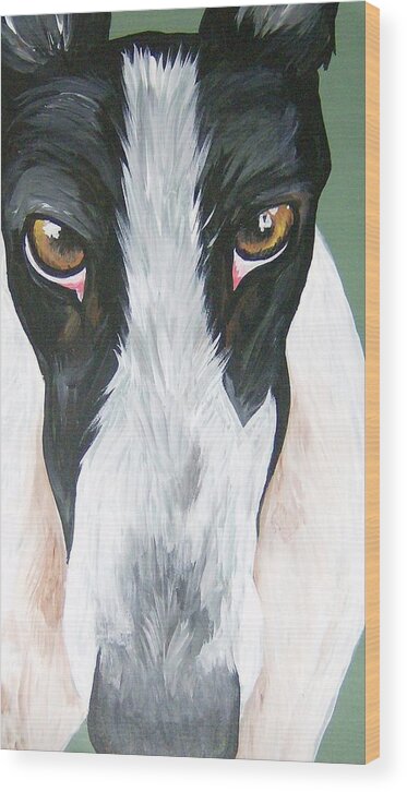 Greyhounds Wood Print featuring the painting Greyhound Eyes by Leslie Manley