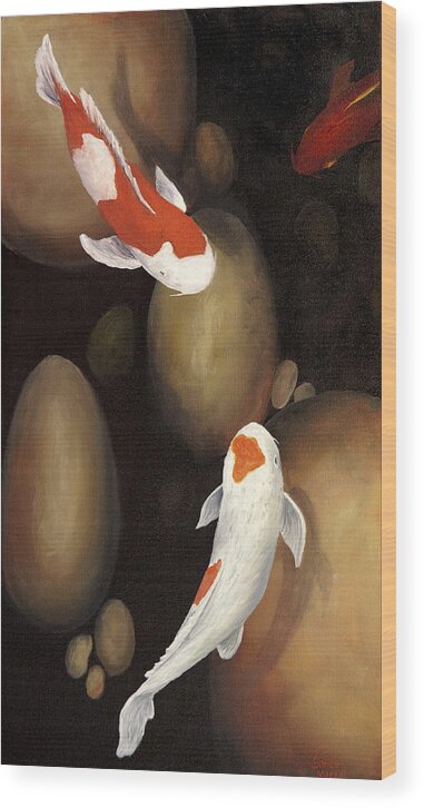 Koi Fish Wood Print featuring the painting Koi by Darice Machel McGuire