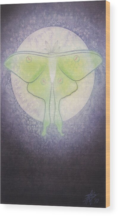 Luna Moth Art Wood Print featuring the painting Luna Moth VI by Robin Street-Morris