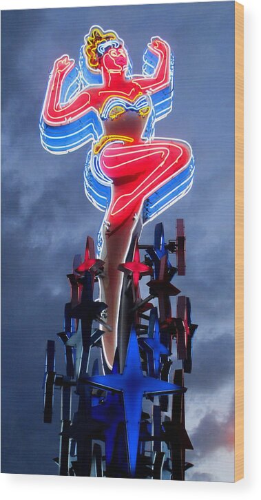 Vegas Wood Print featuring the photograph Neon Woman by Randall Weidner