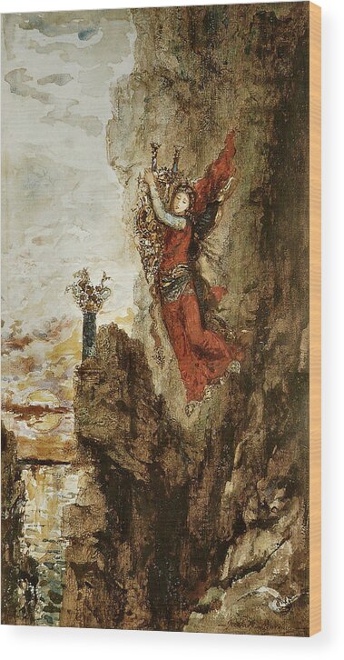 Gustave Moreau Wood Print featuring the painting Sappho in Lefkada by Gustave Moreau
