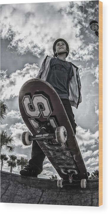 Skate Wood Print featuring the photograph Skateboard Ready by Kevin Cable