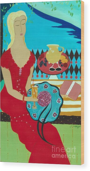 #female Wood Print featuring the painting Summers Day by Jacquelinemari