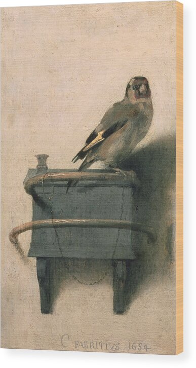 #faatoppicks Wood Print featuring the painting The Goldfinch by Carel Fabritius