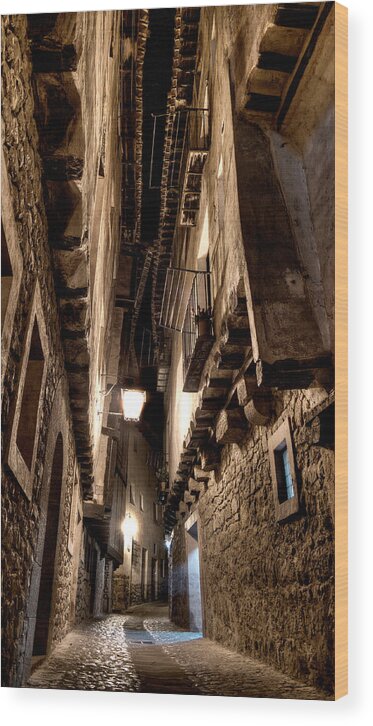 Narrow Street Wood Print featuring the photograph Narrow street in Albarracin by Weston Westmoreland