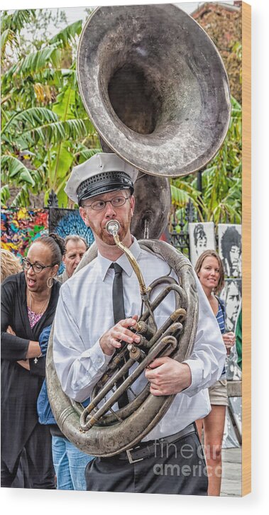 Tuba Wood Print featuring the photograph The Tuba Player - Jackson Square by Kathleen K Parker