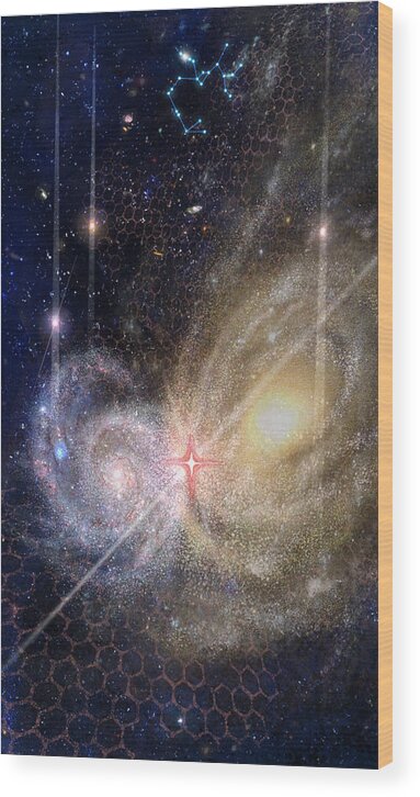 Stars Wood Print featuring the digital art Three of Wands/Stars - Artwork for the Science Tarot by Janelle Schneider