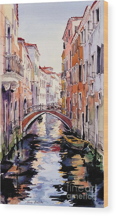 Venetian Sunlight Wood Print featuring the painting Venetian Sunlight by Maria Rabinky