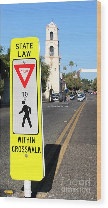 Ojai Wood Print featuring the photograph Crosswalk by Henrik Lehnerer