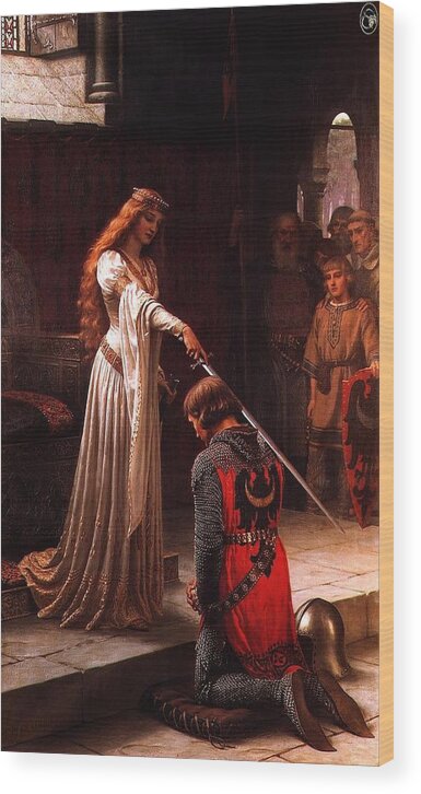 Blair Leighton Edmundal Wood Print featuring the painting Queen Guinevere and Sir Lancelot #5 by MotionAge Designs