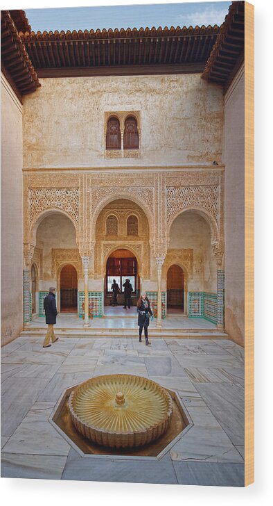 Courtyard Wood Print featuring the photograph Alhambra Courtyard by Adam Rainoff