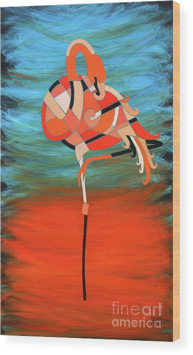 Flamingo Art Wood Print featuring the painting An Elegant Flamingo by Barbara Rush