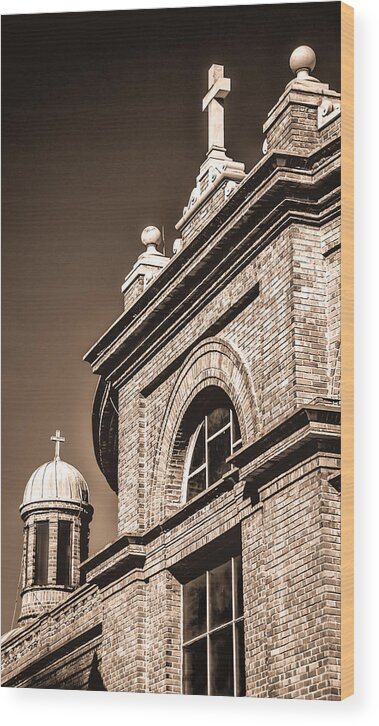 Asheville Wood Print featuring the photograph Basilica of Saint Lawrence - sepia by Joye Ardyn Durham