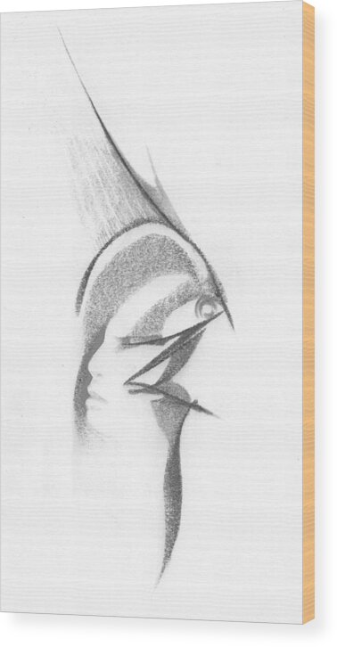 Pencil-art Wood Print featuring the drawing Birdseye by Rick Yost