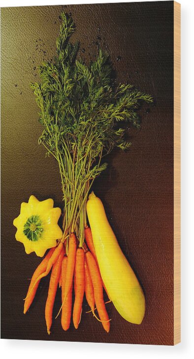 Vegetables Wood Print featuring the photograph Carrots and Squash by Allen Nice-Webb