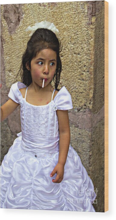 Girl Wood Print featuring the photograph Cuenca Kids 802 by Al Bourassa