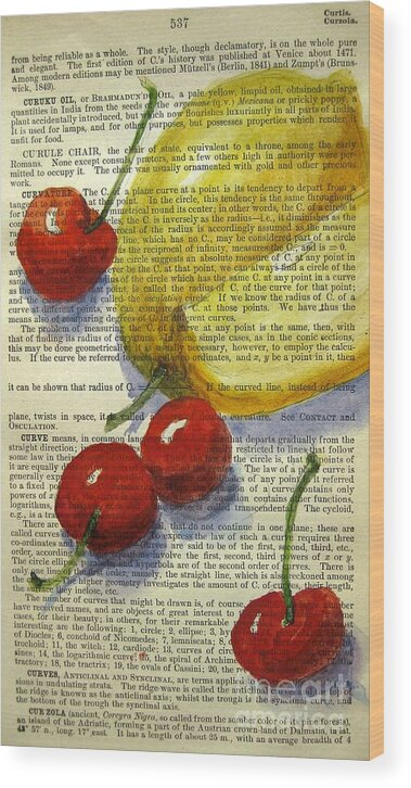 Cherries With Lemon Wood Print featuring the painting Delighting the Senses by Maria Hunt