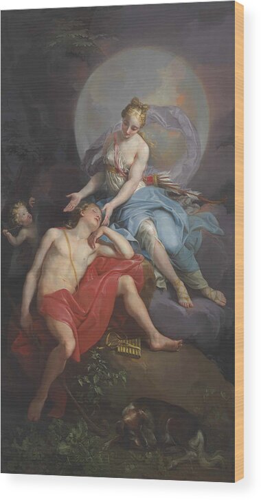 Laurent Pecheux Wood Print featuring the painting Diana and Endymion by Laurent Pecheux