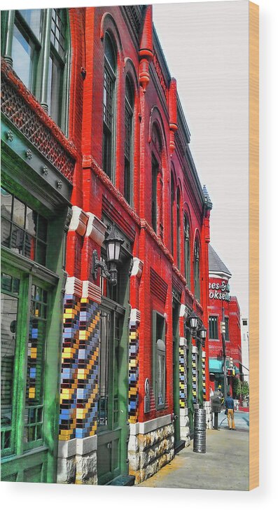 Fort Worth Building Wood Print featuring the photograph Facade of Color by Douglas Barnard