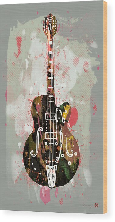 The Guitar Is A Popular Musical Instrument Classified As A String Instrument With Anywhere From 4 To 18 Strings Wood Print featuring the drawing Guitar stylised pop art poster by Kim Wang