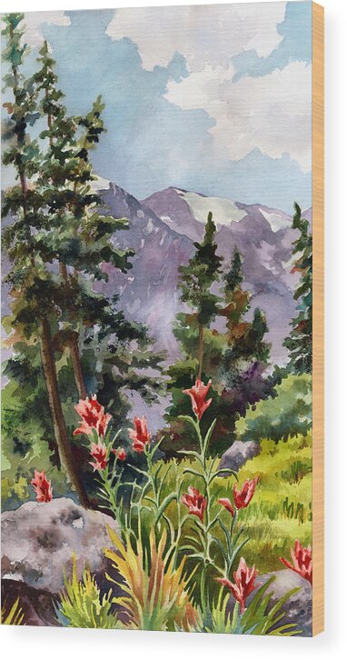 Colorado Art Wood Print featuring the painting Indian Paintbrush by Anne Gifford