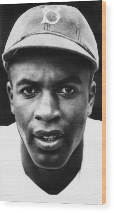 1940s Wood Print featuring the photograph Jackie Robinson, Brooklyn Dodgers, 1947 by Everett