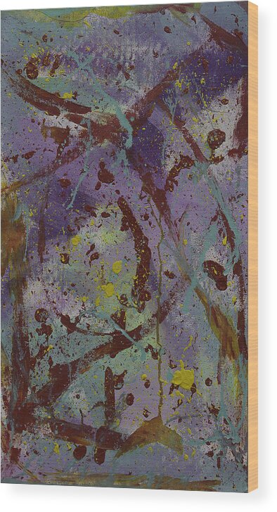 Abstract Wood Print featuring the painting Kiwi Fruit Cutie by Julius Hannah