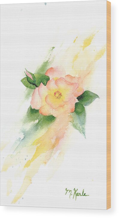 Flower Wood Print featuring the painting Last Rose of Summer by Marsha Karle